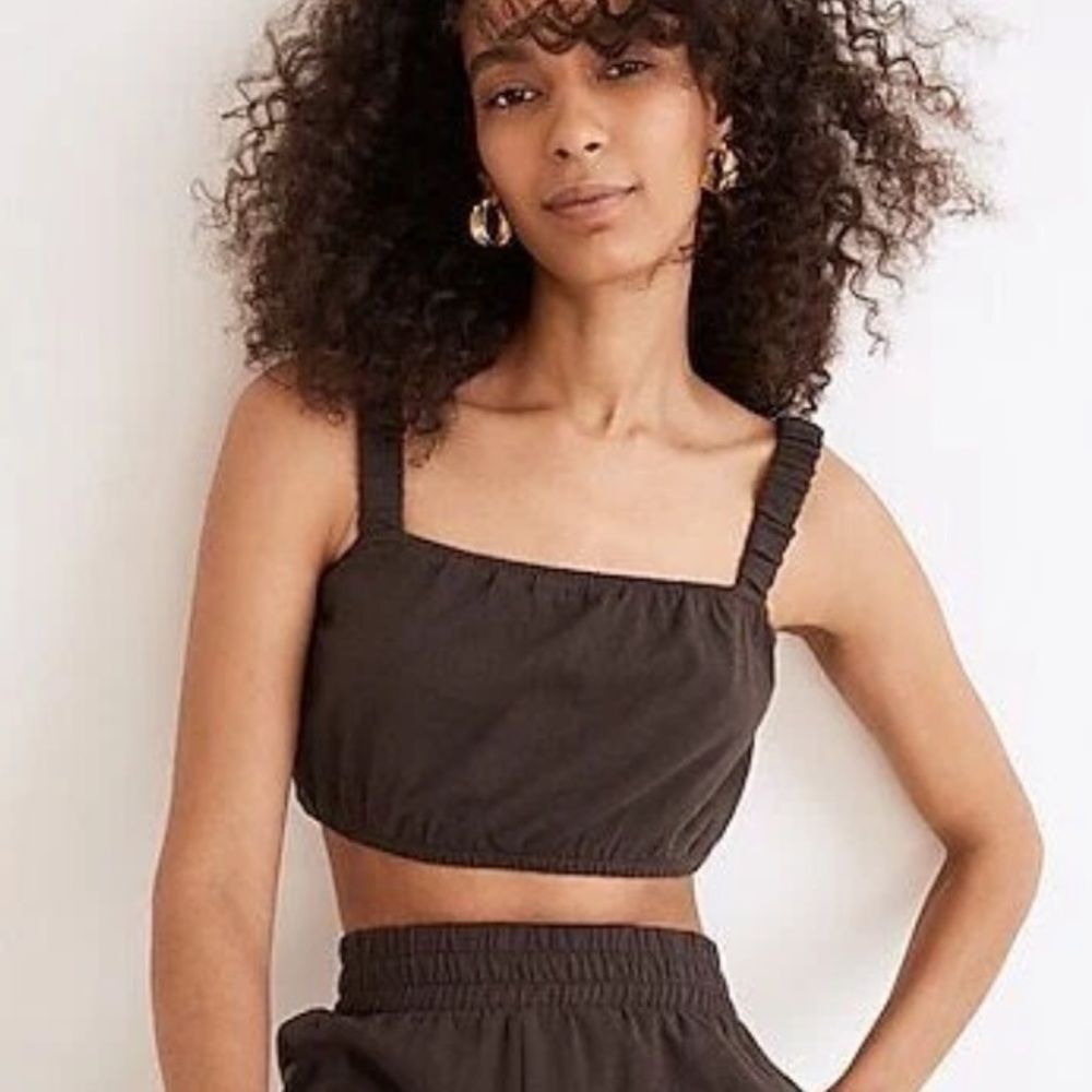 Madewell Organic Cotton Crop Top in Deep Coal Size large